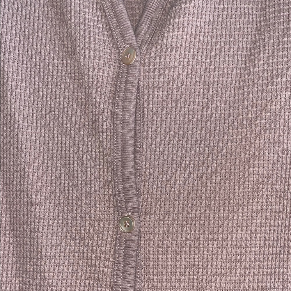 Pink Ribbed Waffle Textures Button-Up Cardigan - Picture 4 of 5